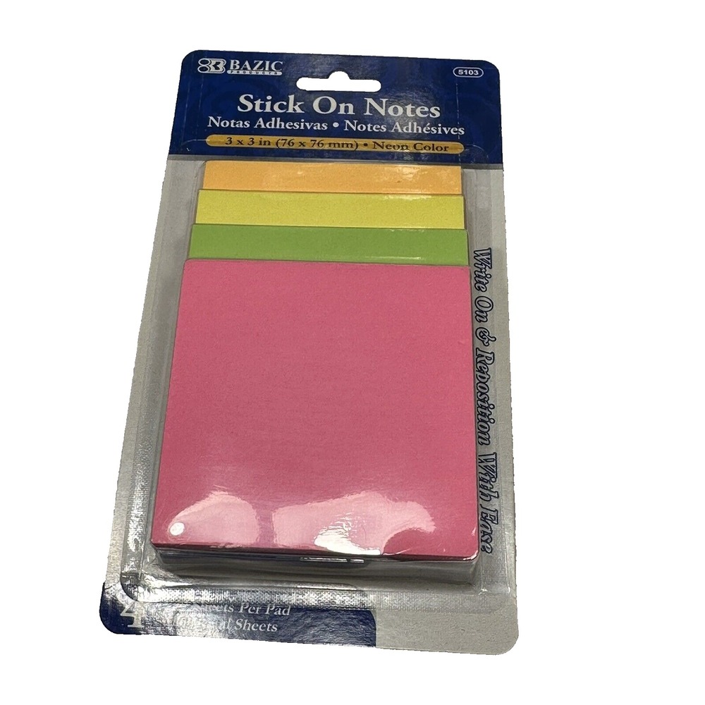 sticky note pads 4 colors 200 total sheets 50 per pad